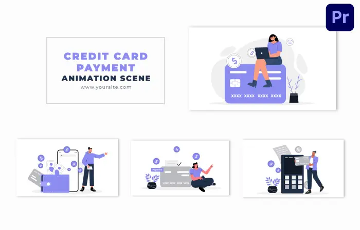 Credit Card Payment Concept Flat 2D Vector Animation Scene